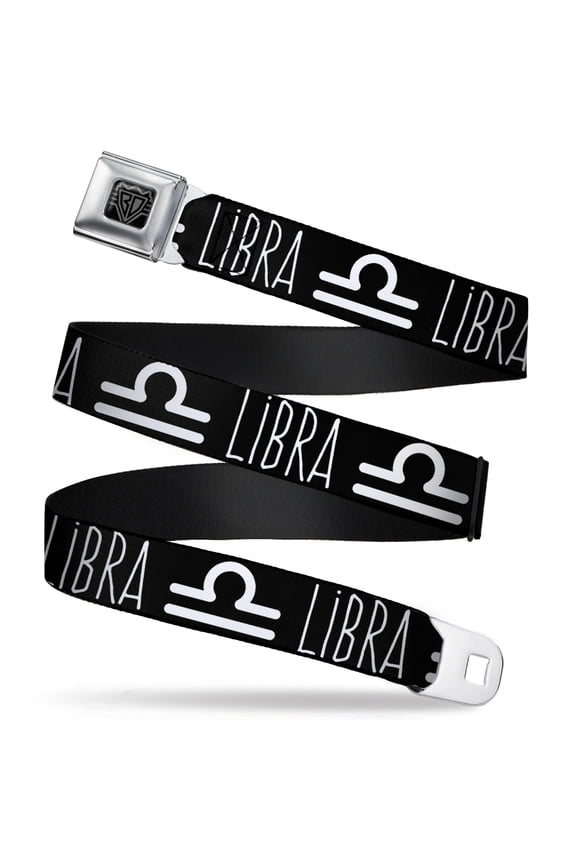 Belt, Seatbelt Buckle Belt, Zodiac Libra Symbol Black White, Youth 22 to 32 Inches