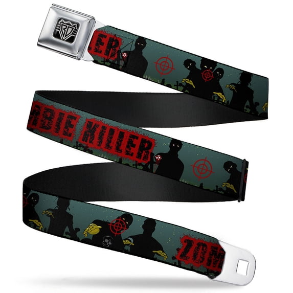 Buckle-Down Belt, Seatbelt Buckle Belt, Zombie Killer Zombie March Green Red Black, Youth 22 to 32 Inches