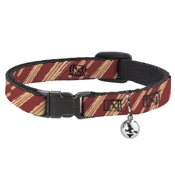 Buckle-Down Breakaway Cat Collar With Bell, Plastic Clip, Easy Adjustable, Bacon Slices Red, 8.5 to 12 Inches 0.5 Inch Wide