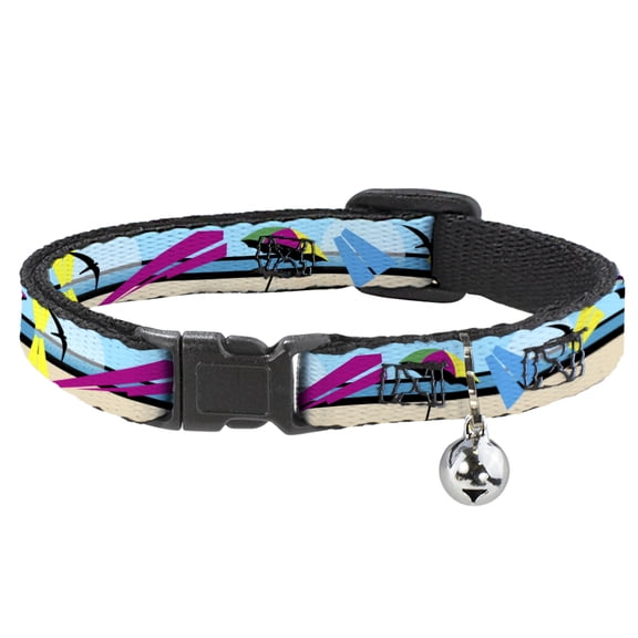 Buckle-Down Breakaway Cat Collar With Bell, Plastic Clip, Easy Adjustable, Beach Scene, 8.5 to 12 Inches 0.5 Inch Wide