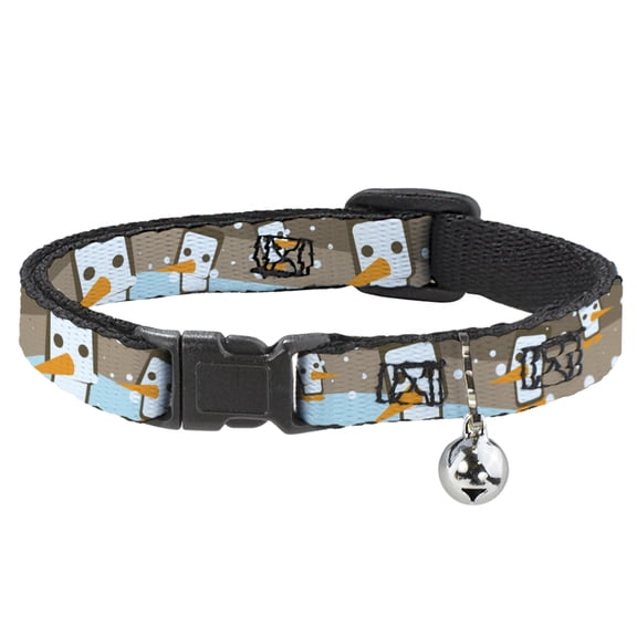 Buckle-Down Breakaway Cat Collar With Bell, Plastic Clip, Easy Adjustable, Block Penguins Tan, 8.5 to 12 Inches 0.5 Inch Wide