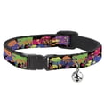 thumbnail image 1 of Buckle-Down Breakaway Cat Collar With Bell, Plastic Clip, Easy Adjustable, Buckle Down Paint Splatter Black Neon, 8.5 to 12 Inches 0.5 Inch Wide, 1 of 4