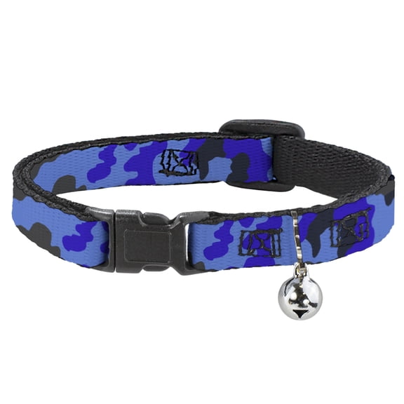 Buckle-Down Breakaway Cat Collar With Bell, Plastic Clip, Easy Adjustable, Camo Blue, 8.5 to 12 Inches 0.5 Inch Wide