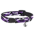 thumbnail image 1 of Buckle-Down Breakaway Cat Collar With Bell, Plastic Clip, Easy Adjustable, Camo Purple Black Gray White, 8.5 to 12 Inches 0.5 Inch Wide, 1 of 4