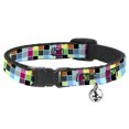 thumbnail image 1 of Buckle-Down Breakaway Cat Collar With Bell, Plastic Clip, Easy Adjustable, Checker Bright Pastel Outline, 8.5 to 12 Inches 0.5 Inch Wide, 1 of 4