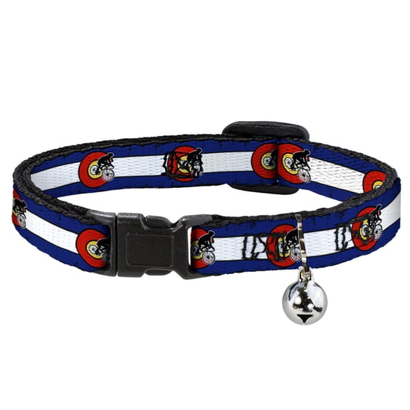 Buckle-Down Breakaway Cat Collar With Bell, Plastic Clip, Easy Adjustable, Colorado Biker Distressed, 8.5 to 12 Inches 0.5 Inch Wide