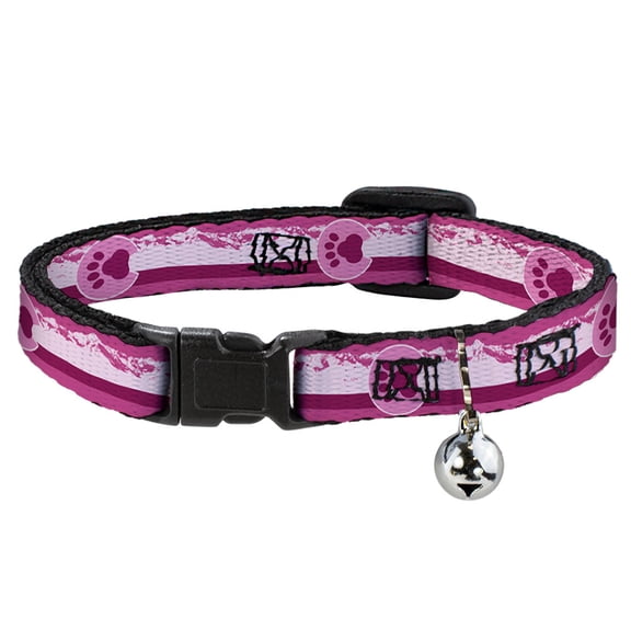 Buckle-Down Breakaway Cat Collar With Bell, Plastic Clip, Easy Adjustable, Colorado Paw Mountains Pinks, 8.5 to 12 Inches 0.5 Inch Wide