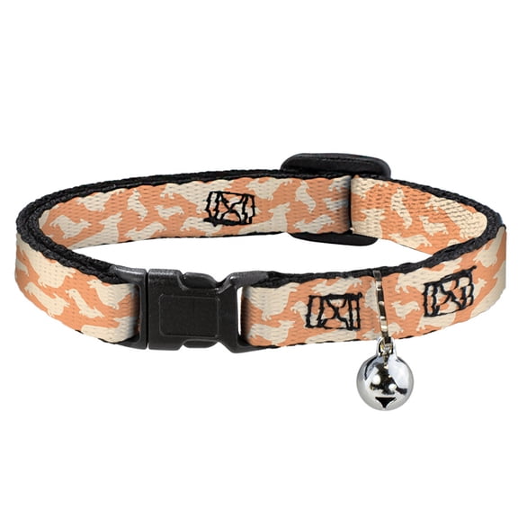 Buckle-Down Breakaway Cat Collar With Bell, Plastic Clip, Easy Adjustable, Corgi Silhouette Poses Golden Tan, 8.5 to 12 Inches 0.5 Inch Wide