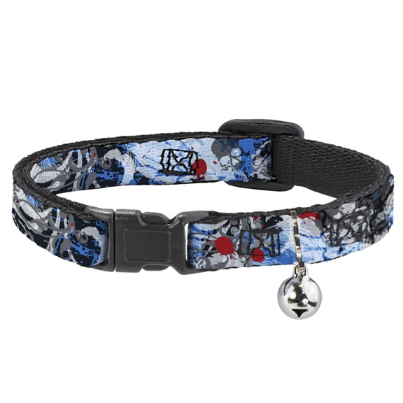 Buckle-Down Breakaway Cat Collar With Bell, Plastic Clip, Easy Adjustable, Gothic, 8.5 to 12 Inches 0.5 Inch Wide