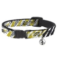 thumbnail image 1 of Buckle-Down Breakaway Cat Collar With Bell, Plastic Clip, Easy Adjustable, Grunge Tread Yellow, 8.5 to 12 Inches 0.5 Inch Wide, 1 of 4