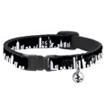 thumbnail image 1 of Buckle-Down Breakaway Cat Collar With Bell, Plastic Clip, Easy Adjustable, New York Solid Skyline Black White, 8.5 to 12 Inches 0.5 Inch Wide, 1 of 4