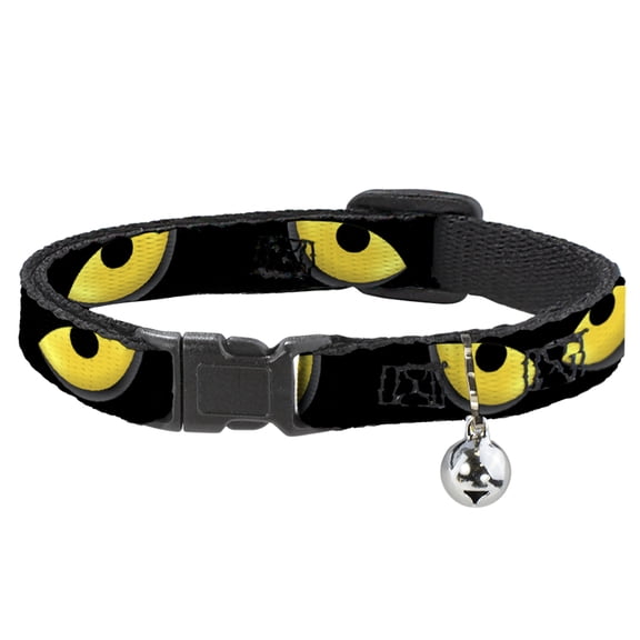 Buckle-Down Breakaway Cat Collar With Bell, Plastic Clip, Easy Adjustable, Owl Eyes, 8.5 to 12 Inches 0.5 Inch Wide