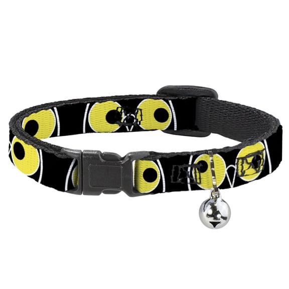 Buckle-Down Breakaway Cat Collar With Bell, Plastic Clip, Easy Adjustable, Owl Eyes, 8.5 to 12 Inches 0.5 Inch Wide