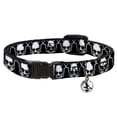 thumbnail image 1 of Buckle-Down Breakaway Cat Collar With Bell, Plastic Clip, Easy Adjustable, Panda Skulls, 8.5 to 12 Inches 0.5 Inch Wide, 1 of 4