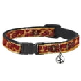 thumbnail image 1 of Buckle-Down Breakaway Cat Collar With Bell, Plastic Clip, Easy Adjustable, Pepperoni Pizza Crust Vivid, 8.5 to 12 Inches 0.5 Inch Wide, 1 of 4