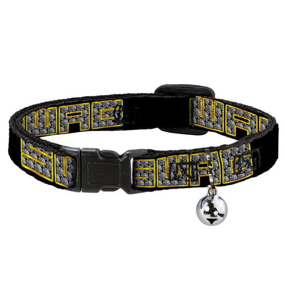 Buckle-Down Breakaway Cat Collar With Bell, Plastic Clip, Easy Adjustable, Swag Black Bling, 8.5 to 12 Inches 0.5 Inch Wide