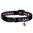 thumbnail image 1 of Buckle-Down Breakaway Cat Collar With Bell, Plastic Clip, Easy Adjustable, Texas Star Black White Blue Red, 8.5 to 12 Inches 0.5 Inch Wide, 1 of 4