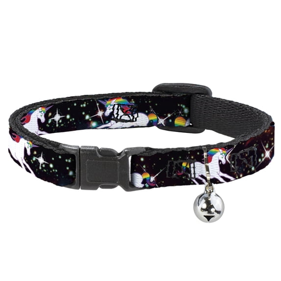 Buckle-Down Breakaway Cat Collar With Bell, Plastic Clip, Easy Adjustable, Unicorn Universe, 8.5 to 12 Inches 0.5 Inch Wide