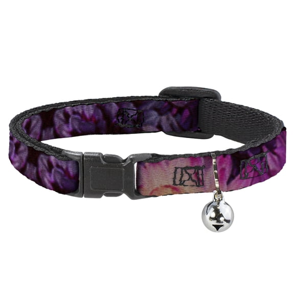 Buckle-Down Breakaway Cat Collar With Bell, Plastic Clip, Easy Adjustable, Vivid Floral Collage Pinks, 8.5 to 12 Inches 0.5 Inch Wide