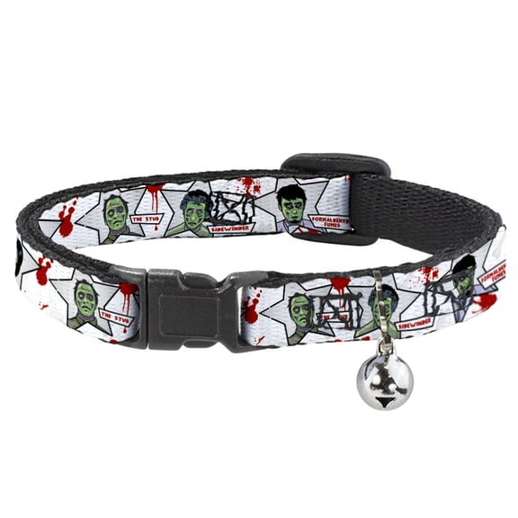 Buckle-Down Breakaway Cat Collar With Bell, Plastic Clip, Easy Adjustable, Zombie Chomp, 8.5 to 12 Inches 0.5 Inch Wide