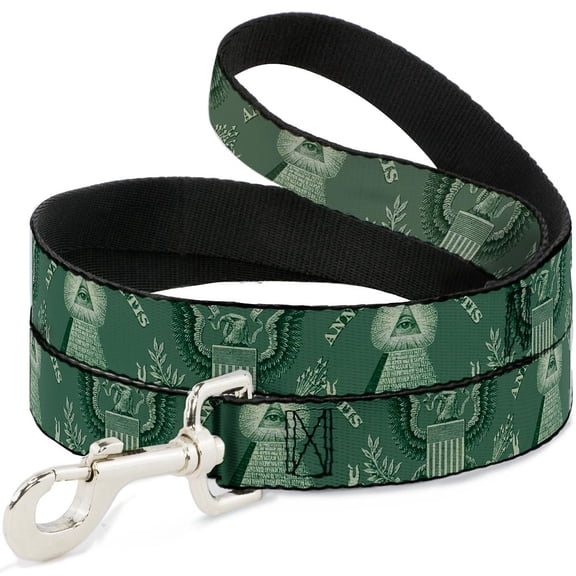 Buckle-Down Pet Leash, Dog Leash, One Dollar Bill Pyramid Bald Eagle, 4 Feet Long 1.0 Inch Wide