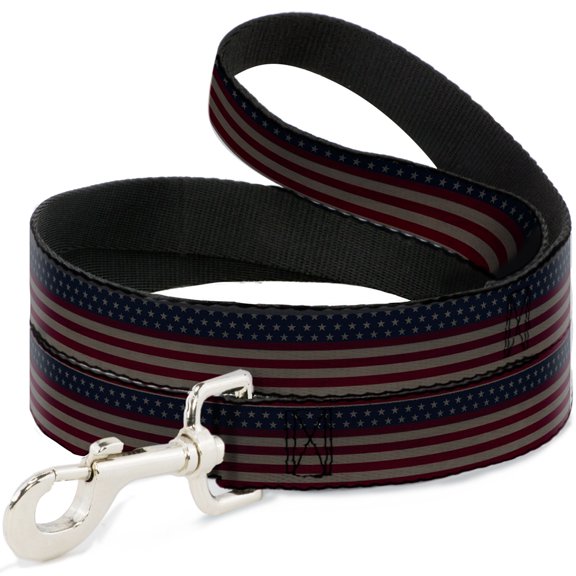 Buckle-Down Pet Leash, Dog Leash, United States Flag Stars Stripes Distressed, 4 Feet Long 1.0 Inch Wide