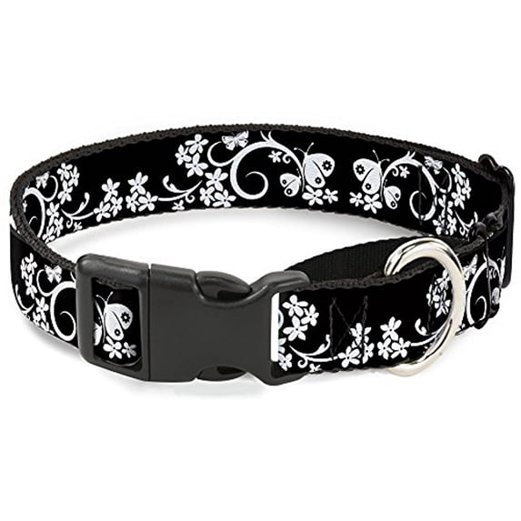 buckle-down butterfly garden2 black white martingale dog collar