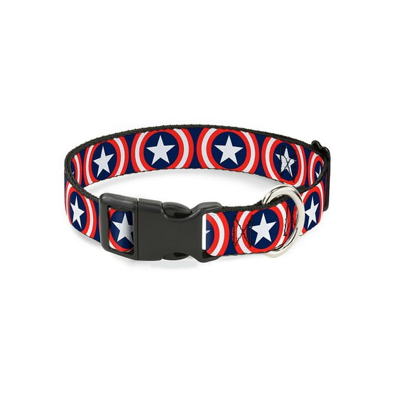 Buckle-Down Captain America Shield Navy Pet Collar - Medium