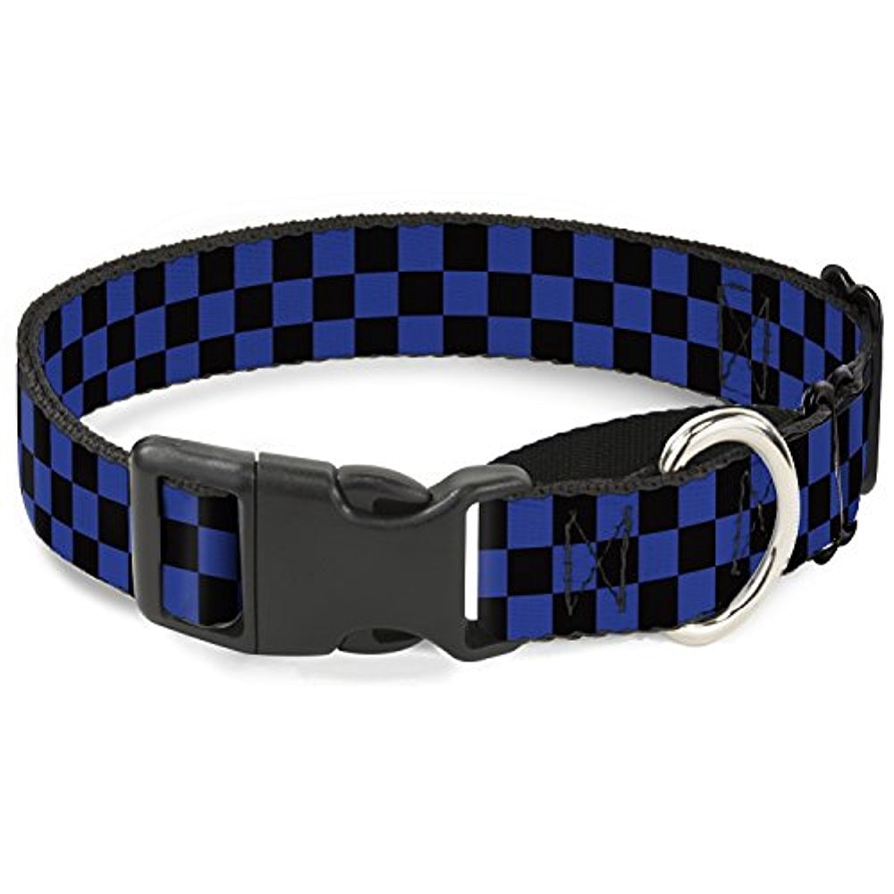 buckle-down checker black neon blue martingale dog collar