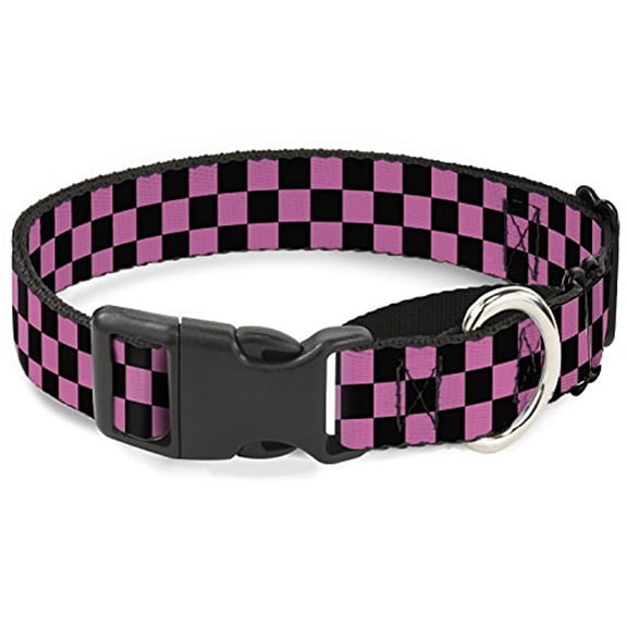 buckle-down checker black pink martingale dog collar
