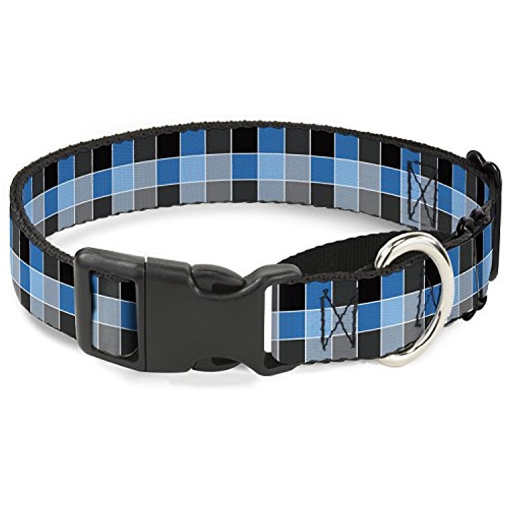 buckle-down checker mosaic blue martingale dog collar