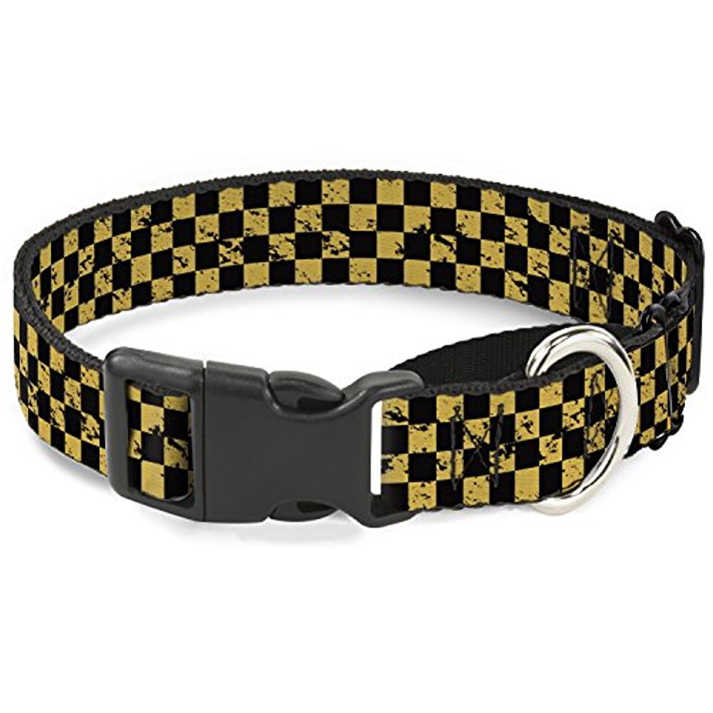 buckle-down checker weathered black yellow martingale dog collar