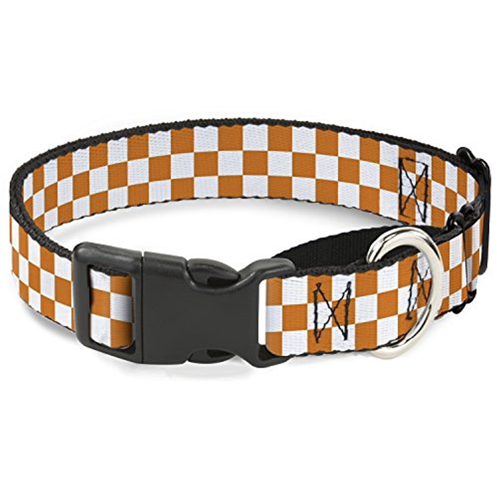 buckle-down checker white tn orange martingale dog collar