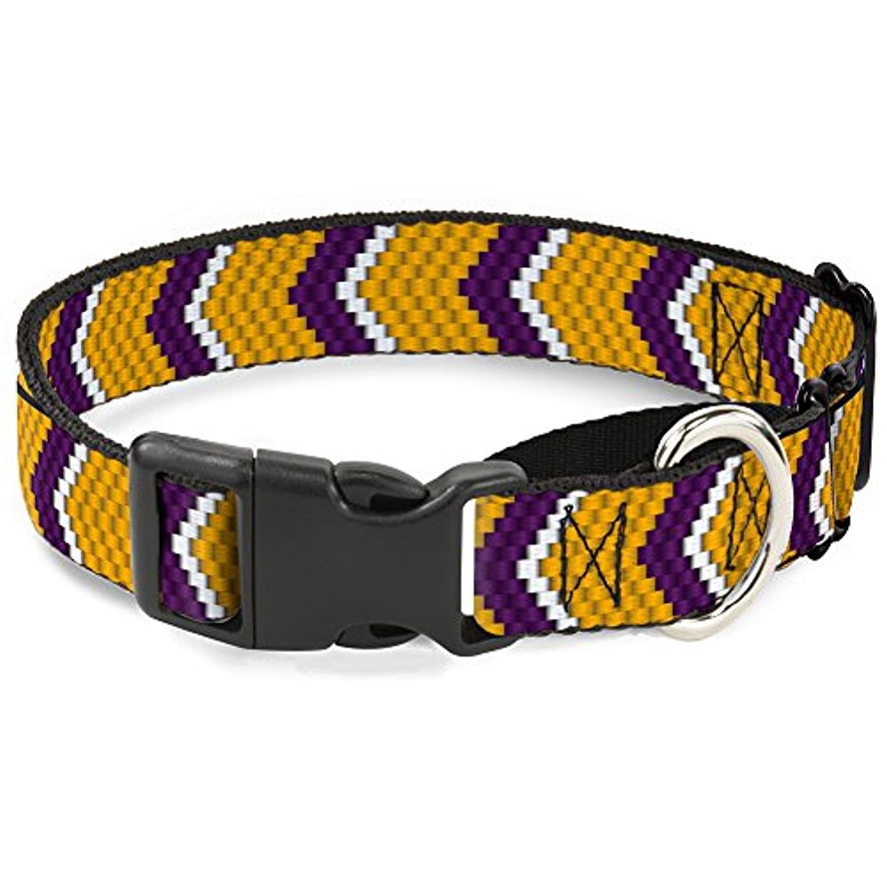 Buckle-Down Chevron Weave Gold Purple White Martingale Dog Collar
