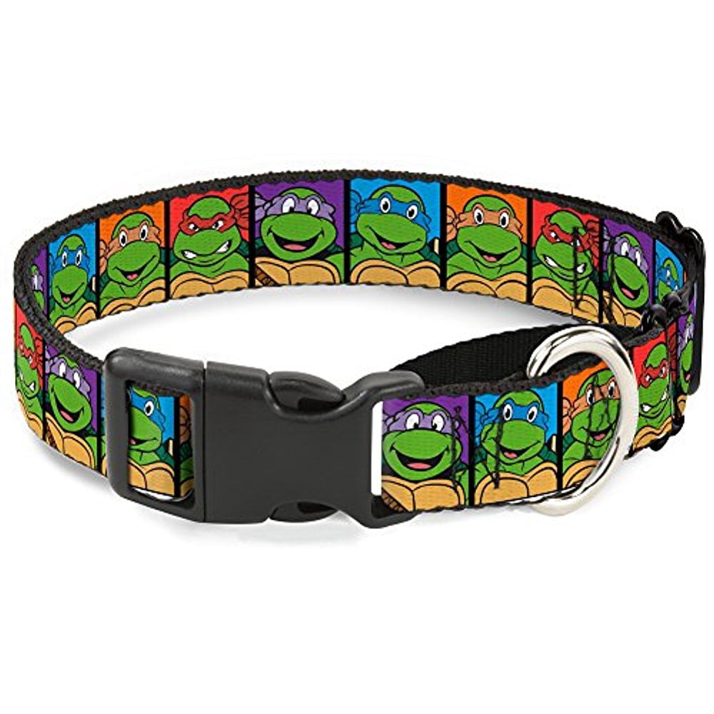Buckle-Down "Classic TMNT Face Blocks Black Multicolor" Martingale Dog Collar