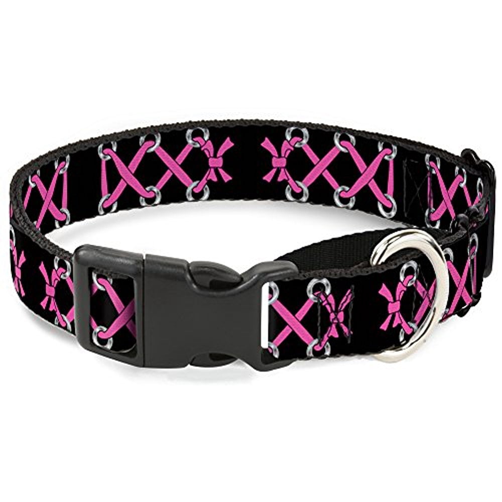 buckle-down corset lace up black fuchsia martingale dog collar