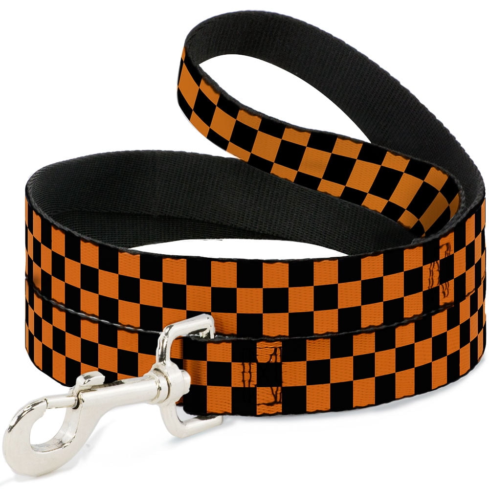 Buckle-Down Pet Leash, Dog Leash, Checker Black Neon Orange, 6 Feet Long 1.0 Inch Wide