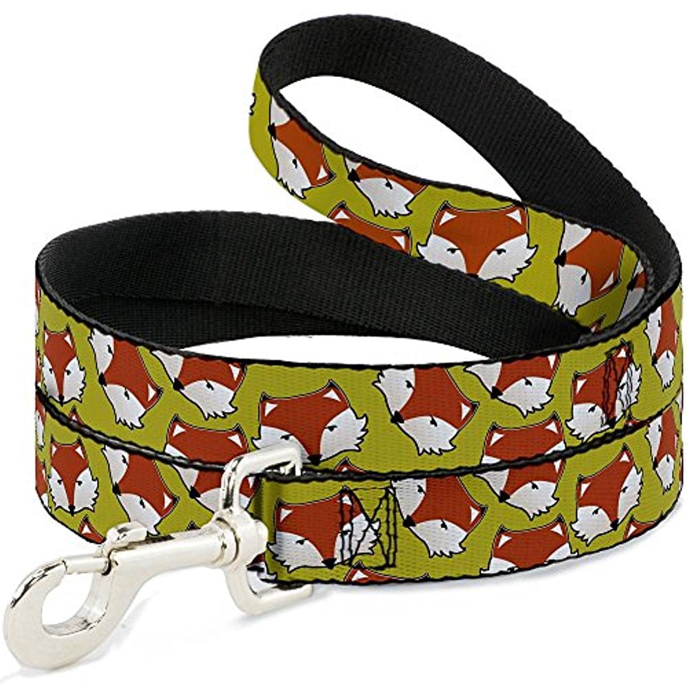 Buckle-Down DL-W30667-N Narrow 0.5" Fox Face Scattered Warm Olive Dog Leash