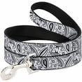 thumbnail image 1 of buckle-down dl-w30690 floral paisley3 white black dog leash, 1 of 1