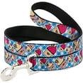 thumbnail image 1 of buckle-down dl-w30855-n narrow 0.5" happy cupcakes buffalo plaid white blue dog leash, 1 of 1