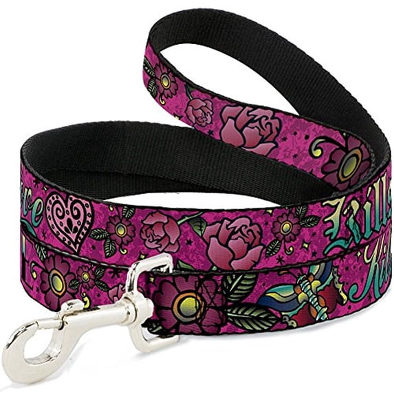 Buckle-Down DL-W31211 Love Kills Pink Dog Leash
