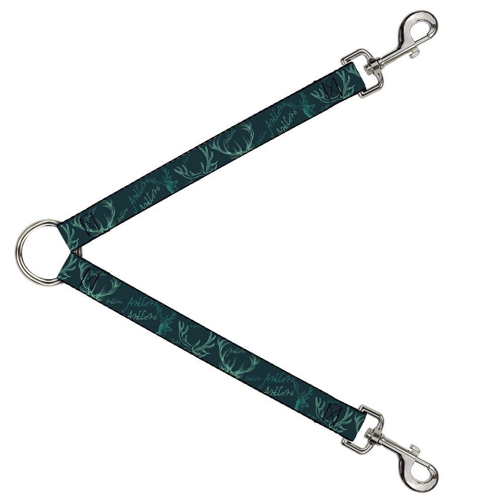 Buckle-Down DLS-W30118 Antlers Turquoise Leash Splitter, 1' Wide - 30' Length