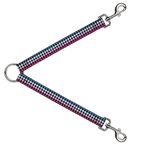 Buckle-Down DLS-W30261 Buffalo Plaid Turquoise/Fuchsia Fade Leash Splitter, 1' Wide - 30' Length