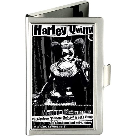 harley quinn pose metropolis will never be the same fcg black grays white business card holder