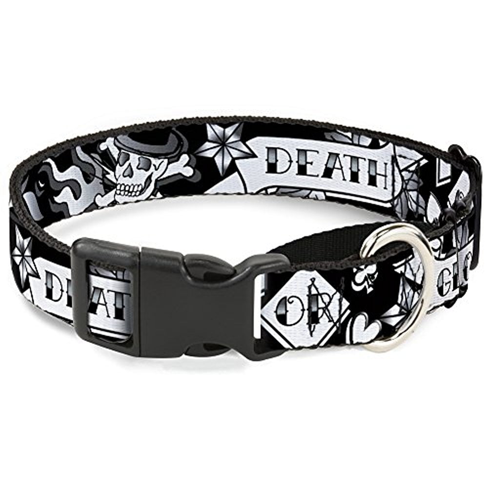 buckle-down "death or glory black white" martingale dog collar