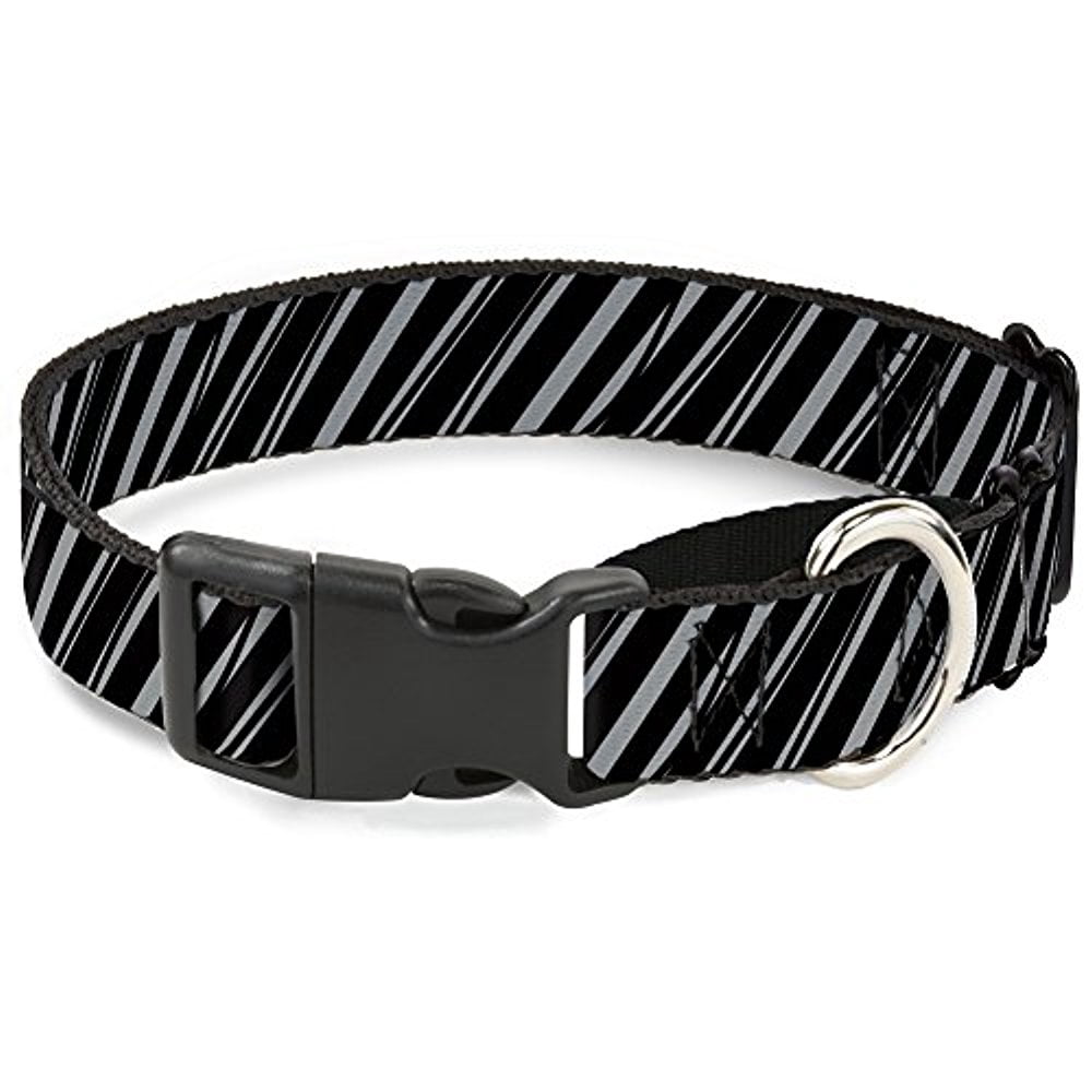 Buckle-Down Diagonal Stripes Scribble Gray Black Martingale Dog Collar