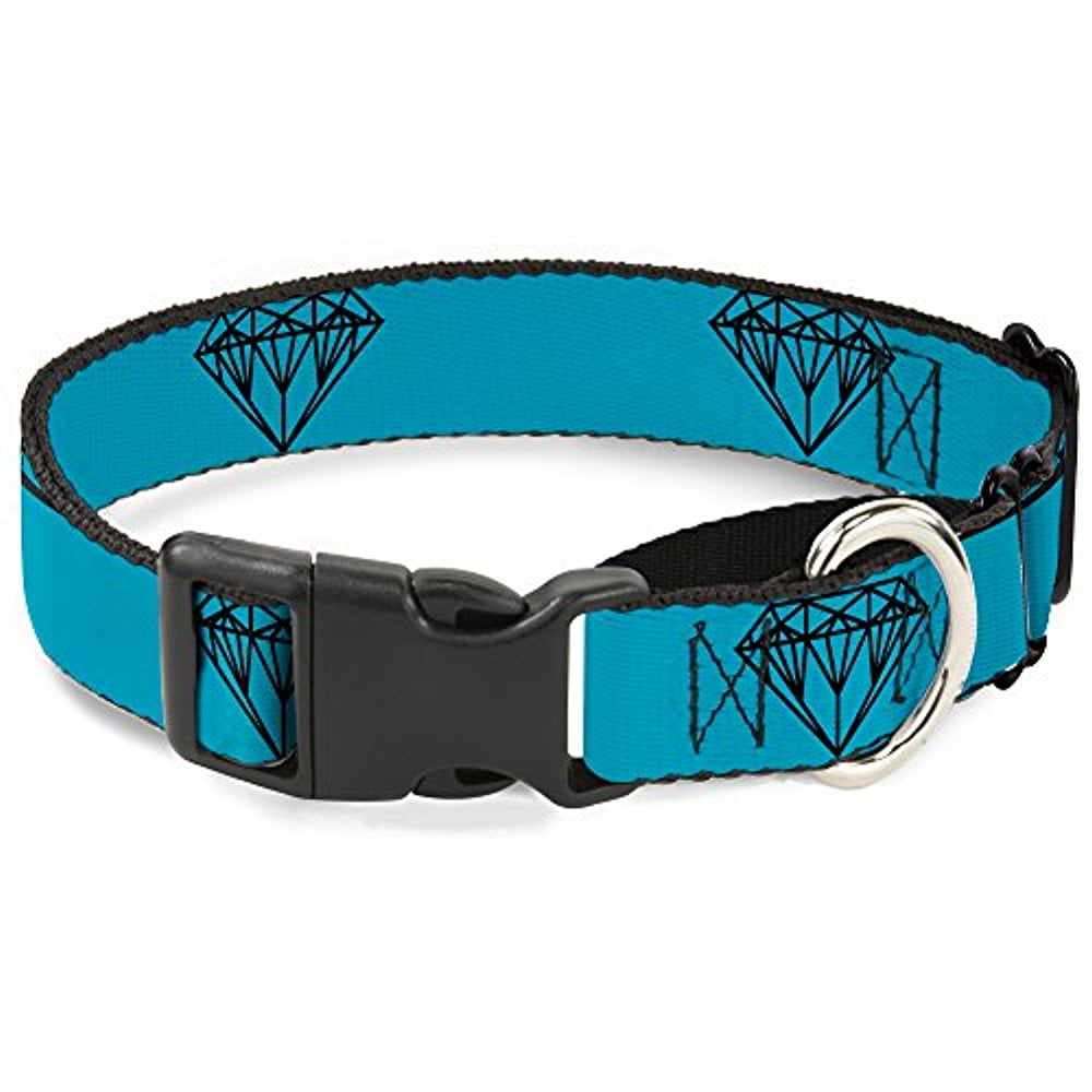 Buckle-Down Diamond Sketch Turquoise Black Martingale Dog Collar
