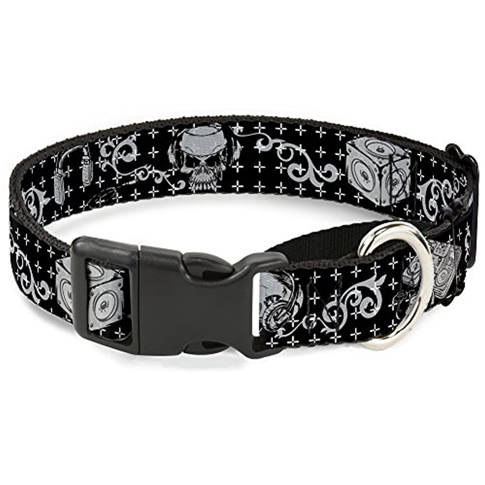 buckle-down dj skulls black gray martingale dog collar