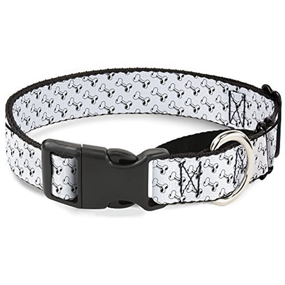 Buckle-Down Dog Bone White Black Martingale Dog Collar