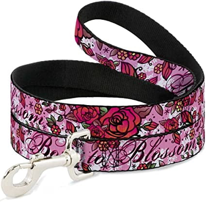 Buckle-Down Dog Leash Born to Blossom Pink 6 Feet Long 1.0 Inch Wide